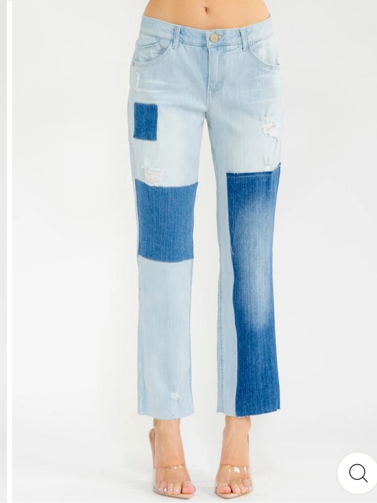 Democracy Denim - Two Tone Straight Leg Denim Pants